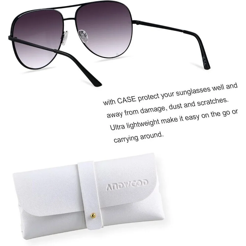 Oversized Aviator Sunglasses UV Protection Big Women Men Fashion Sun Glasses